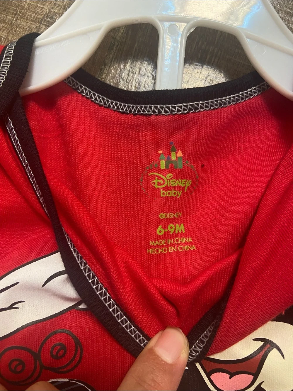 Mickey Mouse Red 'Too Cool' One-Piece Bodysuit Pants set 6/9 months New